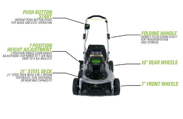 The GM 210 3-in-1 Lawn Mower easily starts by pushing a button and is so quiet it allows you to start your day earlier without bothering clients, making it perfect for noise-sensitive sites.