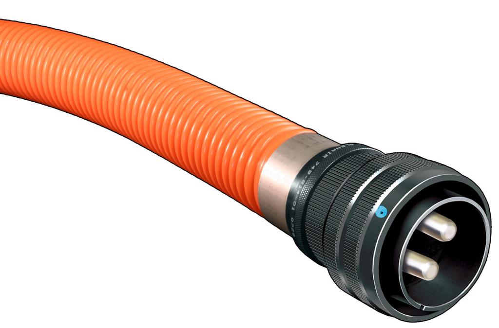 shielded conduit and ruggedized reverse-bayonet power connectors all made by Glenair.