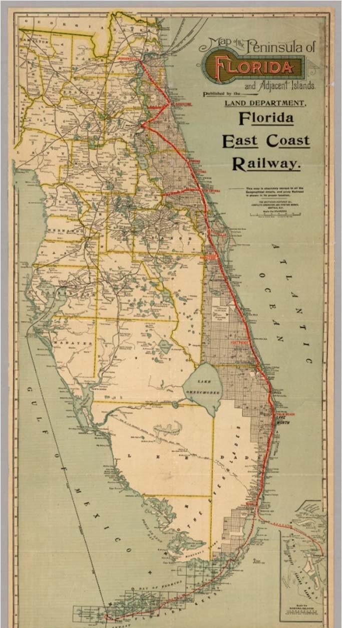 Florida East Coast Railway Corridor, FDOT s Leadership Role and Tri Rail Coastal Link Project History 1894 96 Henry Flagler extends FEC Railway to West Palm Beach & Miami 1968 Passenger rail service