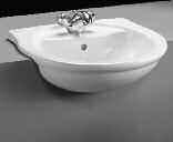 Semi countertop wash basin 55x48cm Single tap hole E75 Option With 2 tap holes E7586 2 36 440 5 475 215 holes for securing clips wateproof sealant (not