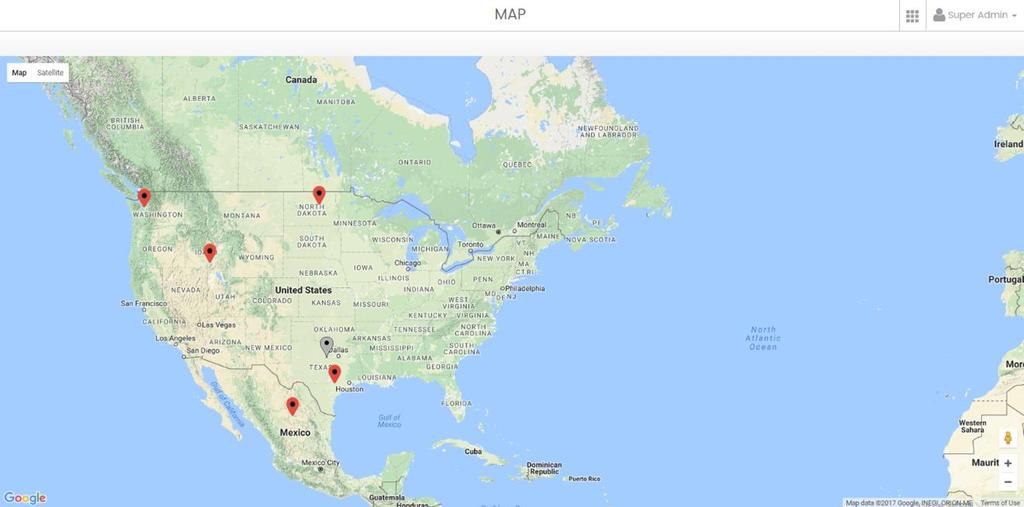 Mapview Screen: Provides an at-a-glance view of all sites mapped to their location.
