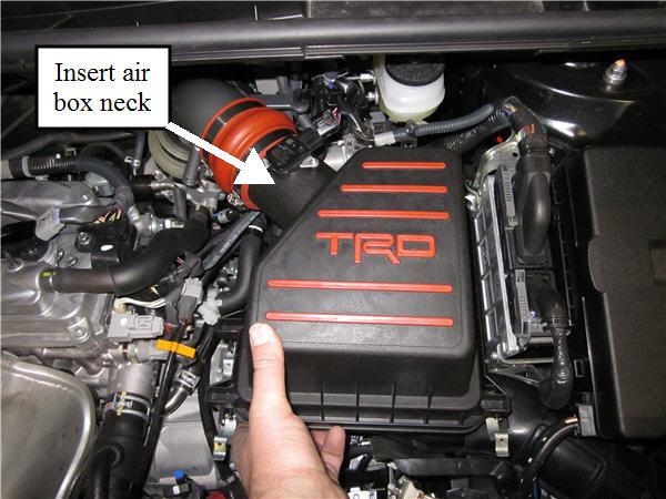 Secure the TRD upper air box with the three OEM air box clips. (Fig. D 14) i.