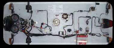 In this demonstration board the actual wiring with parts and accessories of a two wheeler will be arranged, according to the electrical circuit and terminals are provided to connect the battery.