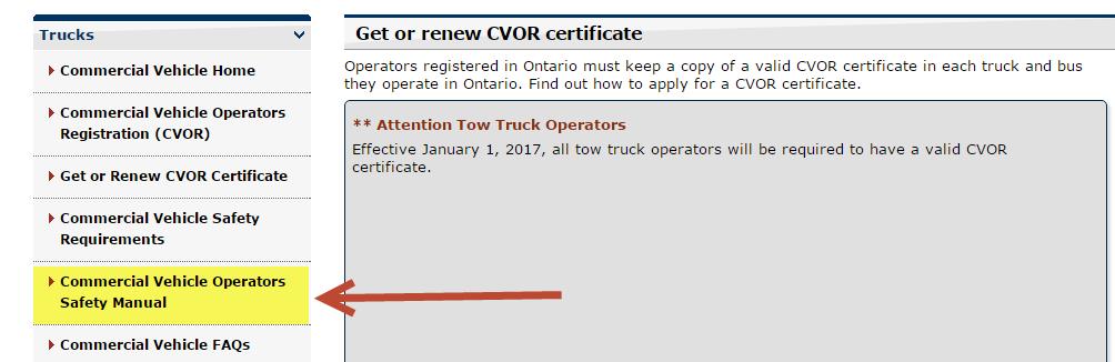 Commercial Vehicle Operator s Safety Manual Click