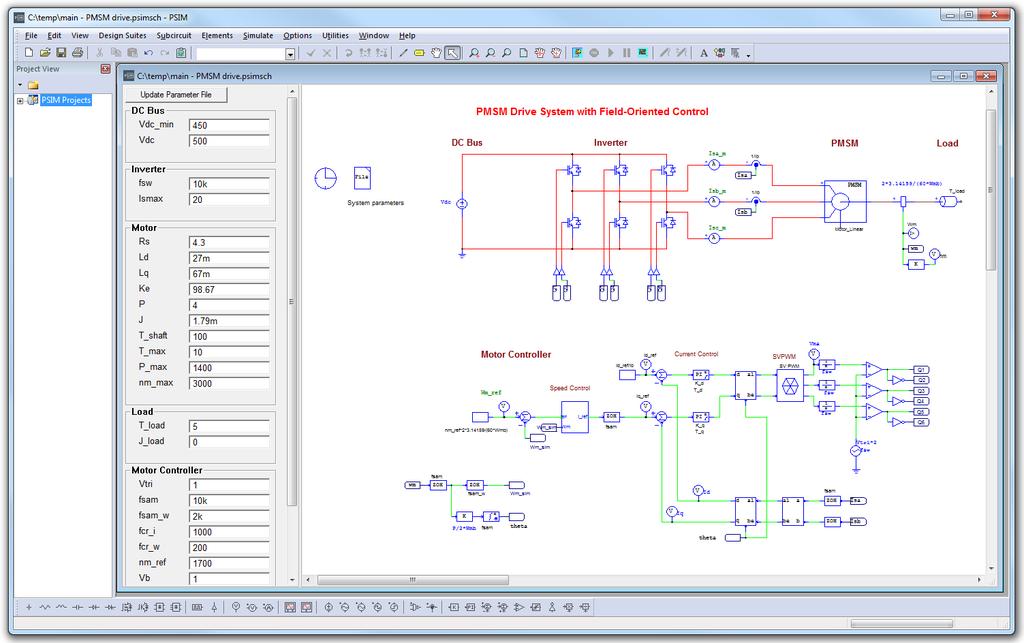Parameter Panel At the left of the schematic is the Parameter Panel.
