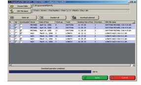 DATA DOWNLOADING MANAGEMENT The data downloading management window displays: - The folder