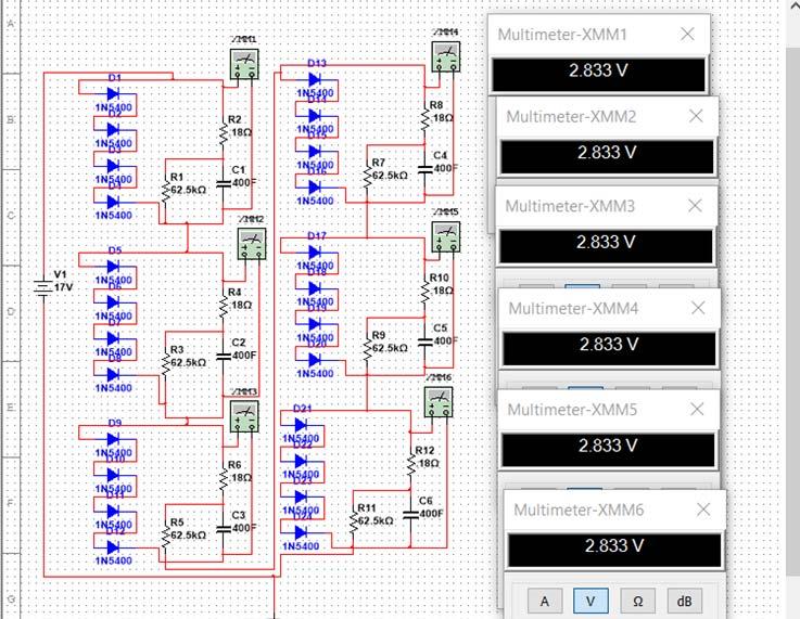Supercapacitor Pack Simulation 17 Prototype Completed on breadboard