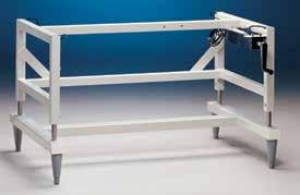 Base stands have a built-in hydraulic lift so that height may be adjusted at any time. Stands are available with an electric lift and up/down switch or a manual lift and a hand crank.