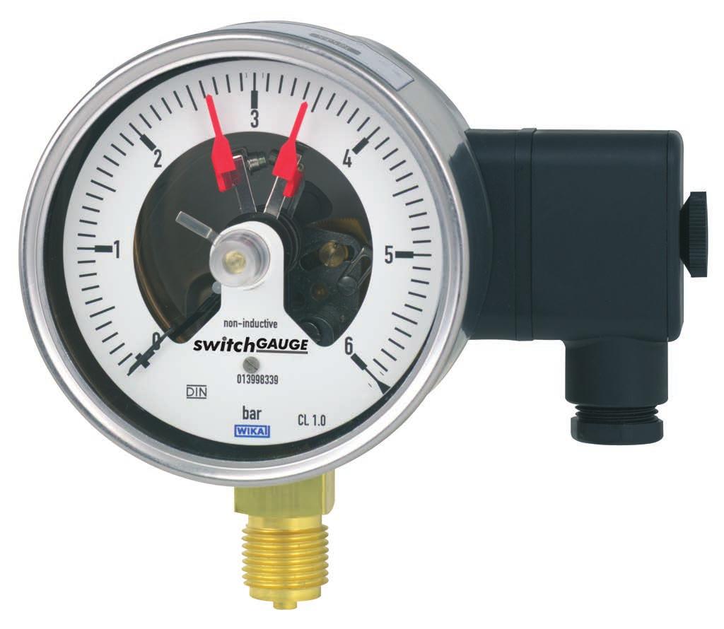 Mechatronic pressure measurement Bourdon tube pressure gauge with switch contacts Stainless steel case Model PGS21, NS 100 and 160 WIKA data sheet PV 22.