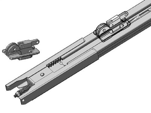 Align rail and power head and slide rail over drive shaft & retaining lugs.