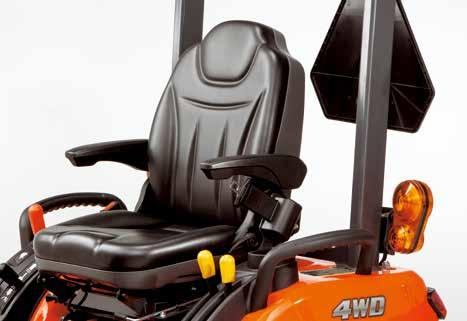 The new design also improves operability. A. FULLY FLAT FLOOR FOR INCREASED LEGROOM B. NEW LEFT-SIDE BRAKE PEDAL C. HAND RAIL D. CUP HOLDER E. 12V DC OUTLET F. DELUXE LEVER GUIDE G.