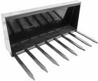 full guard, up to 2000# capacity, skid steer mnt, ADD tines 124410 120# $748 Tines, 42" 2000# capacity, 1 1/8"x 3 1/2", from China, Pair 900477 130# Pallet Fork, step-thru guard, rail style
