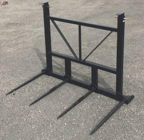 frame, extended guards, 4 39" tines, Alo/Euro mount QSX-AO600 360# $1,295 Quad frame, extended guards, 4 39" tines, other mount Call Bucket Mount Bale Spear, with chains and binders, forged JDog