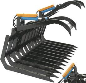 for hauling loose materials, set of 2, ADD MBGS 945# $168 Grapple Attachment Only, weld-on, set of 2, cyl, hoses GAO 250# $1,521 Root Rake Grapple, 1/2" wide AR400 tines on 8" centers, 2 cylinders,