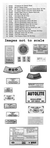 Section 45 - Decals C&G Early Ford Parts, Inc. Section 45 Decals DECAL KITS Decal Kit Kits have all the decals necessary for that correct restoration.