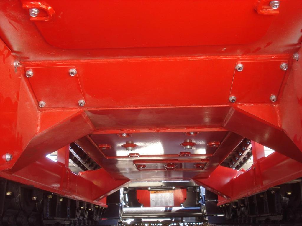 1. Removable access panels for servicing and cleaning. 2. Panel bolts have protection from debris welded around bolt 3. 16 ground clearance 4.