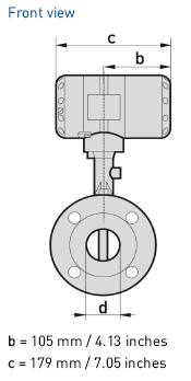 VersaFlow Vortex 100 Vortex Flow Meter 12 Dimensions and Weights (metric) Flange version EN 1092-1 Size Pressure rating Dimensions [mm] DN PN d D L H I Weight [kg] With Without 15 40 17.