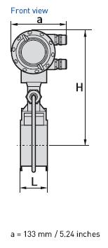 VersaFlow Vortex 100 Vortex Flow Meter 16 Dimensions and Weights (Imperial) Sandwich Version ASME Size Pressure rating Dimensions [inches] DN PN d D L H I With Weight [lb] Without 1/2 150 0.63 1.77 2.