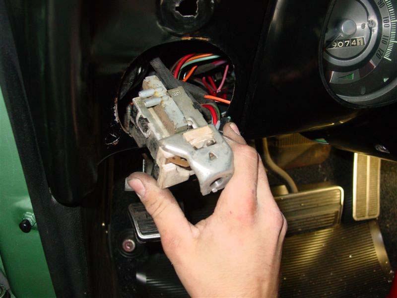 The headlamp switch can then be removed from the dash through this opening. See Figure 5. Figure 5 Accessing the Headlamp Switch 3.