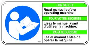 FOR SAFETY LABEL LOCATED ON THE CONTROL PANEL.