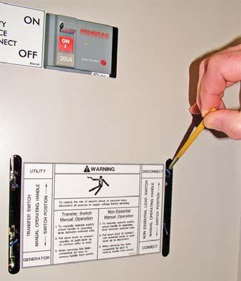 Turn ON the UTILITY power supply to the LTS using the UTILITY SERVICE DISCONNECT circuit breaker. PROCEED WITH CAUTION. THE TRANSFER SWITCH IS NOW ELECTRICALLY HOT.
