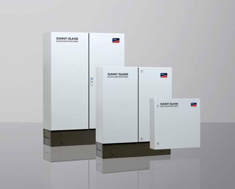 Flexible Simple Safe Robust 3 different sizes from 30 to 110 kw Different generator, PV and load sizes Integrated AC distribution for Sunny Island, generator, PV Integrated load shedding contactor