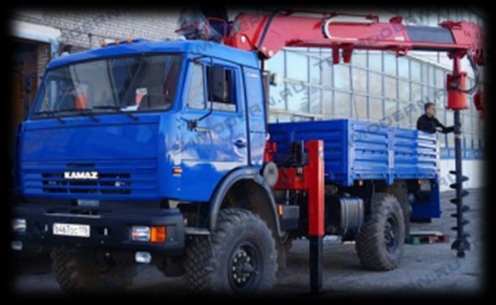 Drilling and Crane Trucks KAMAZ PTC БКМ BUER LS 1035-005 on КАМАZ 4326 (4x4) Chassis Rear body load carrying capacity 3 tons High cross country capacity
