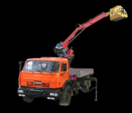 and lift height of up to 12 m; Load carrying capacity of the knuckle boom crane - up to 4000 kg; БКМ-KDC5600 on КАМАZ 43118 (6x6) Chassis High cross country