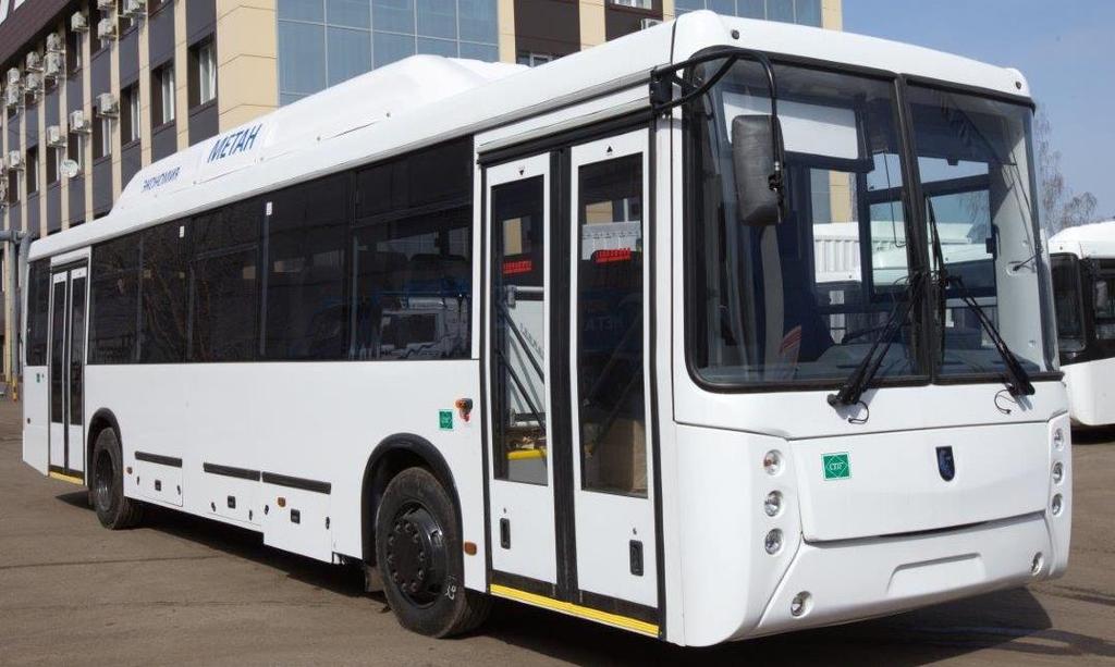 5299 NEFAZ CNG SUBURBAN PASSENGER BUSES Total passenger capacity / Places for seats 89/45 Bus curb weight, kg 11800 Bus gross weight, kg 17900 Overall dimensions 11885*2500*3495 Step height over the
