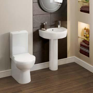 Basin with Full Pedestal Left hand Right hand 550 x 420mm DIPBP1084 DIPBP1086 1 tap hole 141 95 Winged Basin