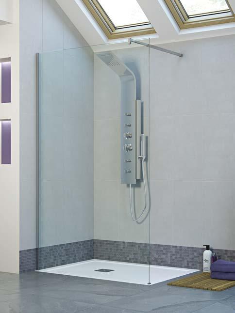 ENLOSURES Aspen 8 Frameless Panels The ultimate in wetroom styling, cutting edge frameless design, a single wetroom panel or the addition of a 300mm rotating splash panel.