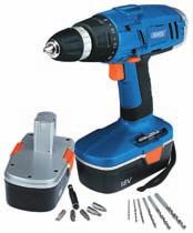 Max torque 36Nm 2 Speeds High 0-1300, Low 0-400 Complete with carrying case, 30 min hour charger and 3 x 1.3Ah Ni-Cad batteries Max capacities: Steel 10mm, Wood 25mm, Woodscrew No. 14 Weight: 1.
