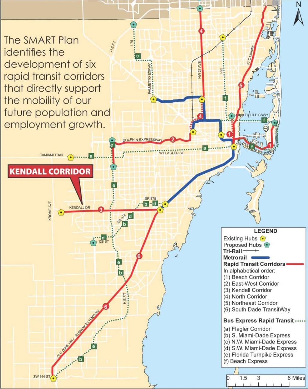 Miami-Dade MPO SMART Plan Six identified Rapid Transit Corridors: Beach Corridor