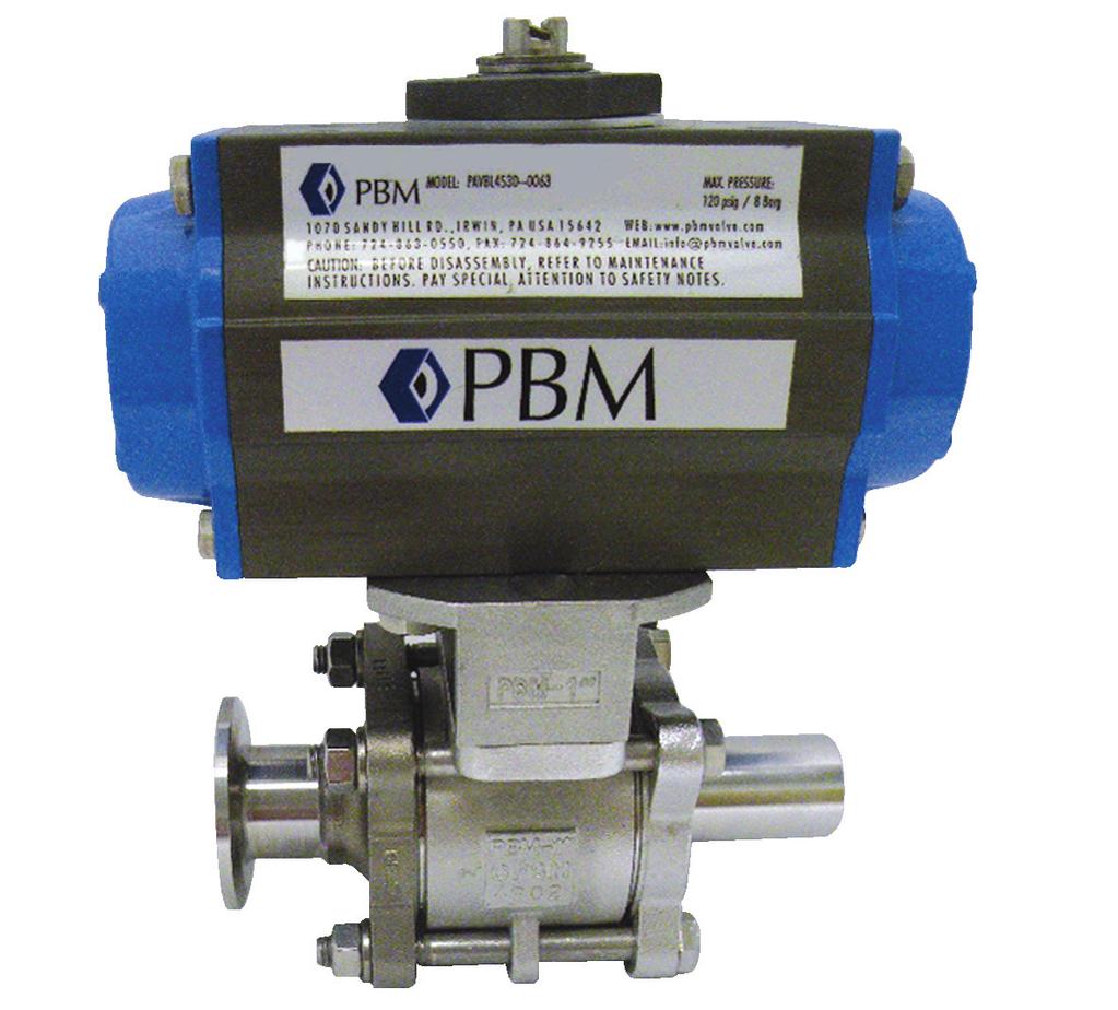 PBM Actuators Complete the Solution PBM offers a selection of pneumatic and electric actuation packages.