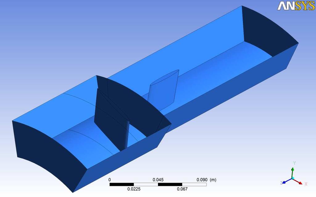 03 Rotor (inclined to the plane of rotation) and stator (parallel to the axis of rotation) Analysis of rotor and stator blades using Ansys 12: Three dimensional air