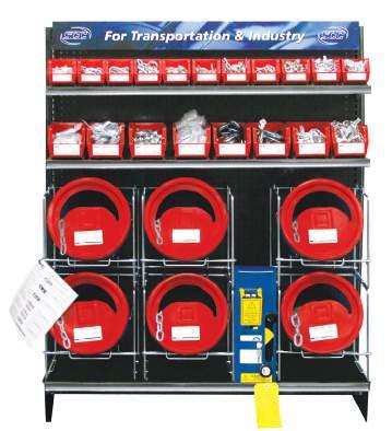 MERCHANDISERS PCCH9800-0400 - Chain & Fittings Assortment Free standing display rack & welded chain assortment with 6 pails and 18 different chain accessories.