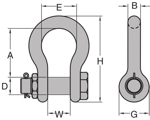 CHAIN ACCESSORIES Peer-Lift Galvanized Anchor Shackles Screw Pin Anchor Shackles are ideal for those applications where frequent pin removal is needed.
