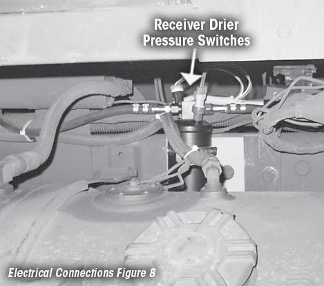 9. Connect harness to pressure switches on receiver/drier.