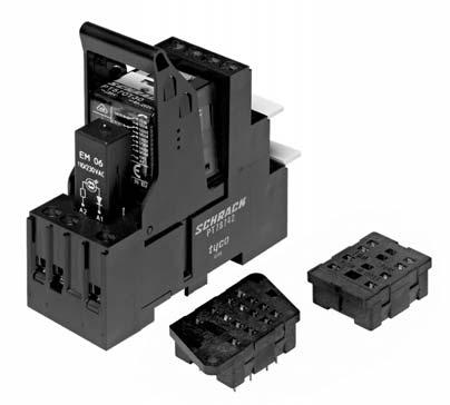 Accessories Miniature Relay PT Easy replacement of relays on a densely packed DIN rail Socket with logical arrangement of control/load terminals High quality rising clamp terminals Captive