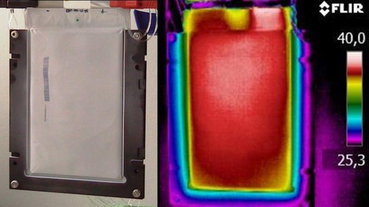 Electro-thermal Coupling: Simulation versus Experiment Experiment: Real Cell Heated by Discharge Cycle Thermographic imaging Electro-thermal coupled simulation with MOR Comparison shows good accuracy