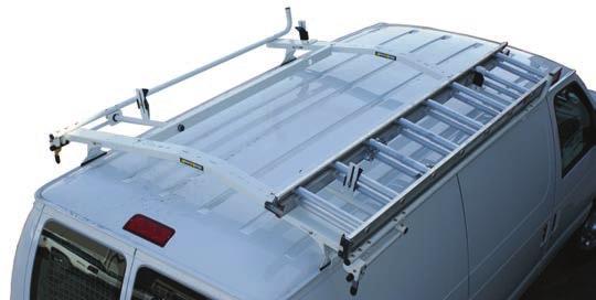 CLAMP & LOCK LADDER RACK FEATURES AND BENEFITS Rugged crossbows are low over van roof to reduce overall vehicle height and to facilitate loading and unloading.