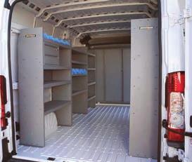 Contoured end panels provide flush fit to van side, widest possible van aisle.