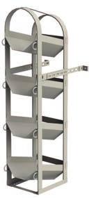 14 gauge steel frame with sloped cradles and nylon retention straps.