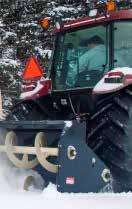 PTOdriven Allied snowblowers attach to 3-point hitch and are available in widths ranging from 50" to 120".