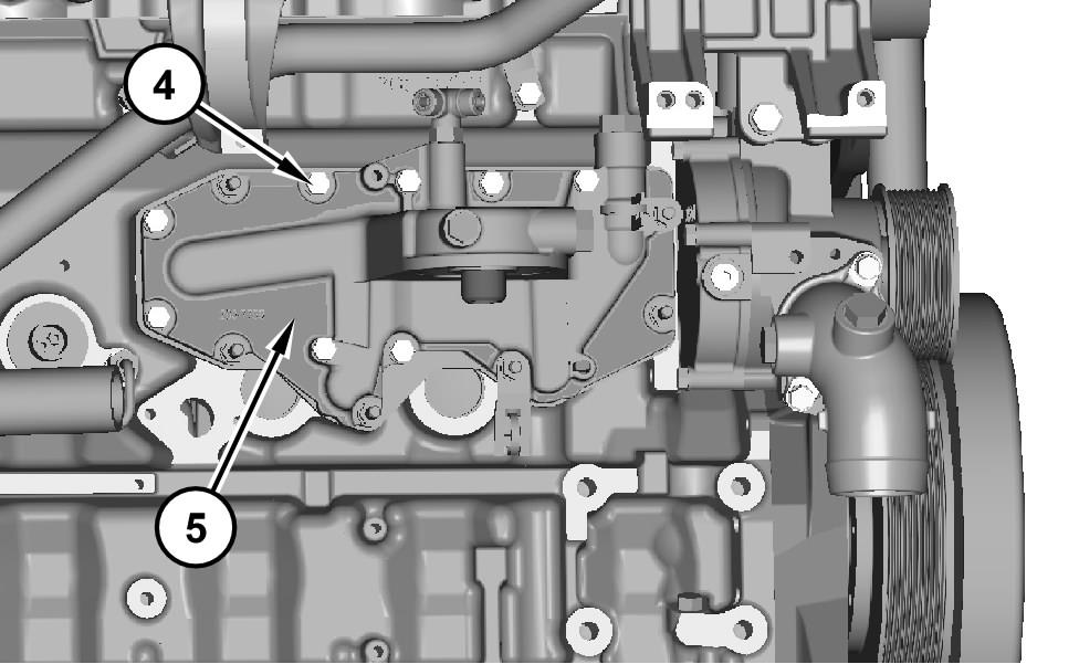 Install oil cooler (6) and the gasket. Illustration 42 g01261020 3.