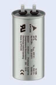 AC Capacitors B3331V Series Construction Dielectric: polypropylene (PP) Aluminum can and top Soft polyurethane resin Self-healing properties Low dissipation factor Overpressure disconnector for all