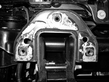 24. It is necessary to cut the front bumper frame mounts to provide clearance for the