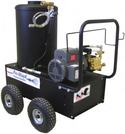 Hot Water Pressure Washers PW 1500EH Features Industrial Electric Oil Fired Adjustable temperature control 50' Wire Braid Pressure Hose 48" Gun & Wand Assembly 3 High Pressure Nozzles 1