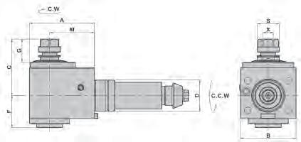 Tool Holder NAKAMURA TOME Angular Head (unit: mm) 4000 RPM, A=+90 0 Machine D X S B C E F G M
