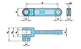 250 x 60 x 30 Dimension z corresponds to the thickness of the flight bar Twin-strand forged link 250 x 60 x 30 with side slot with anti-rotation option: A3, see page 38 250 60 30 32 70 105 30 26 10